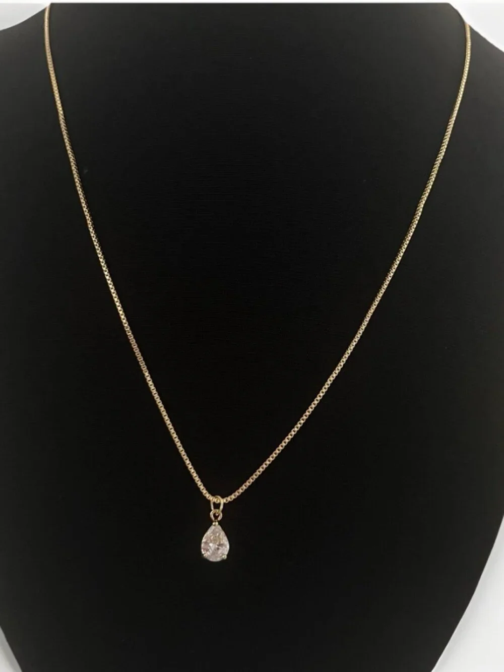 Gold Plated 2pc Layered Tear Drop Paperclip Chain Necklace Set Stainless Steel